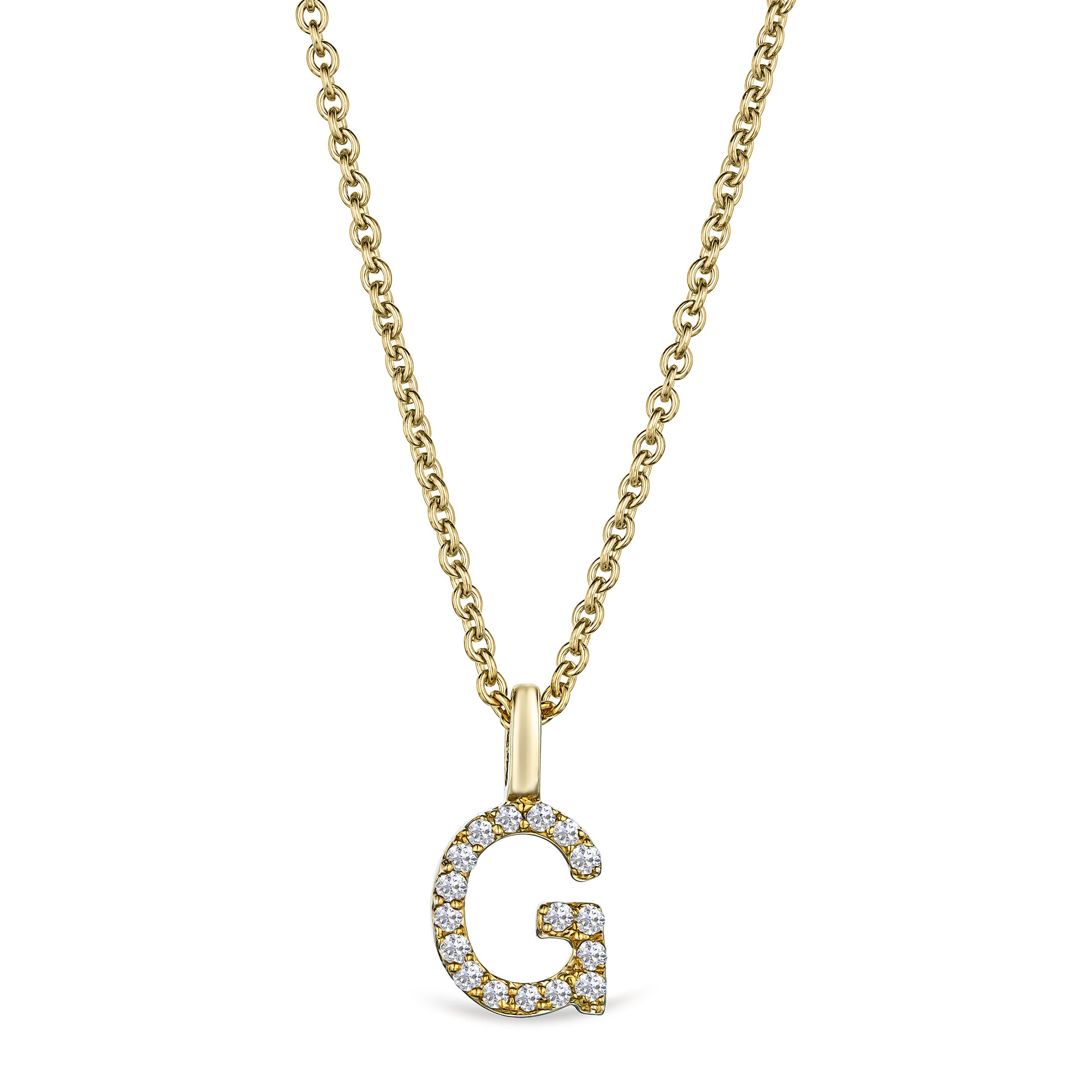 Love Letter Initial G Lab Diamond Necklace set in 9K Yellow Gold